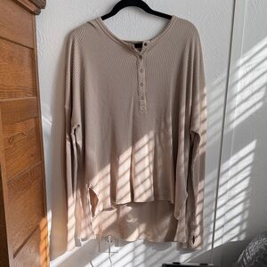 Aerie Beige Waffle Knit Top